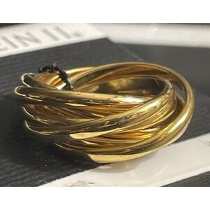 Y2K Rolling Ring Anne Klein II Size 9 Gold Tone Multi Band NOS New Old Stock